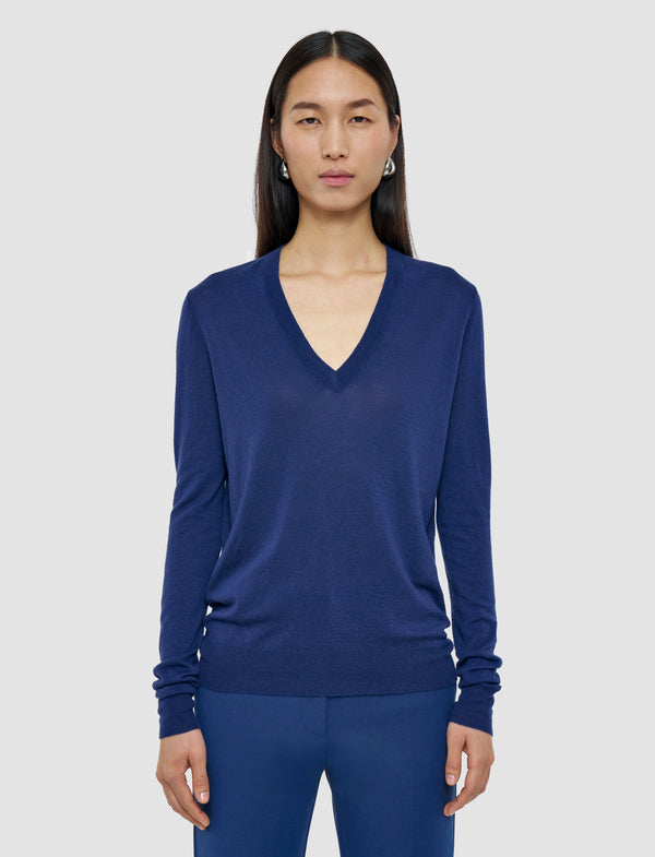 Joseph Cashair V Neck Jumper Cobalt
