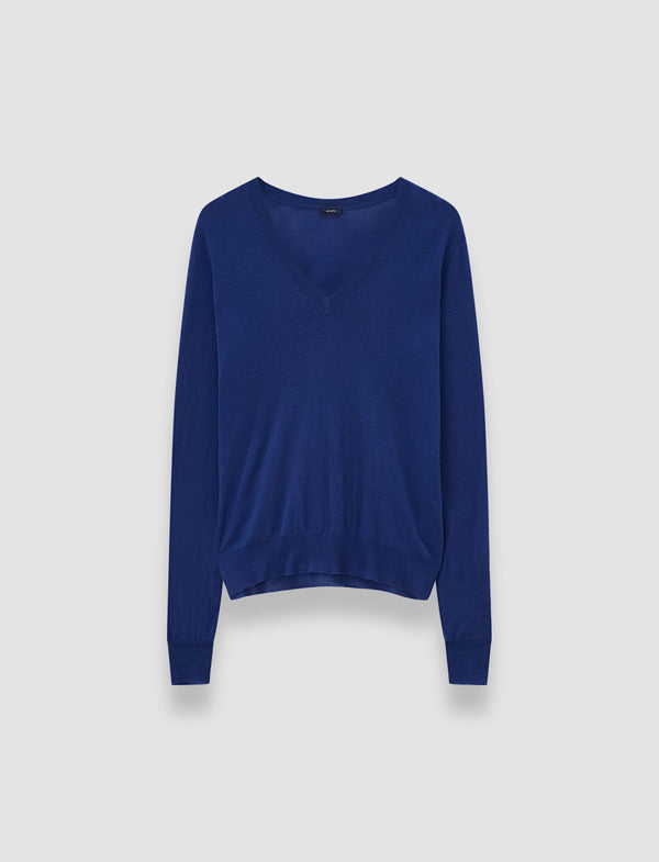 joseph Cashair V Neck Jumper Cobalt