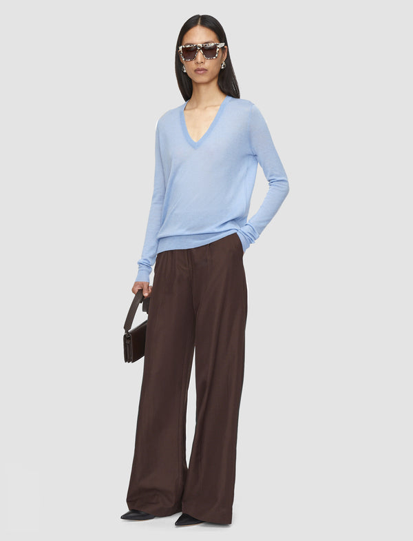 Joseph Cashair V Neck Jumper Faded Sky