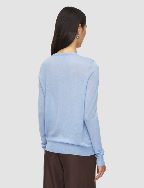 Joseph Cashair V Neck Jumper Faded Sky