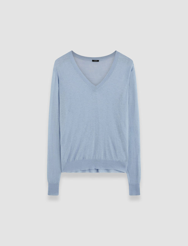 joseph Cashair V Neck Jumper Faded Sky