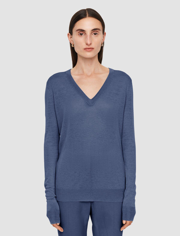 Joseph Cashair V Neck Jumper Harbour