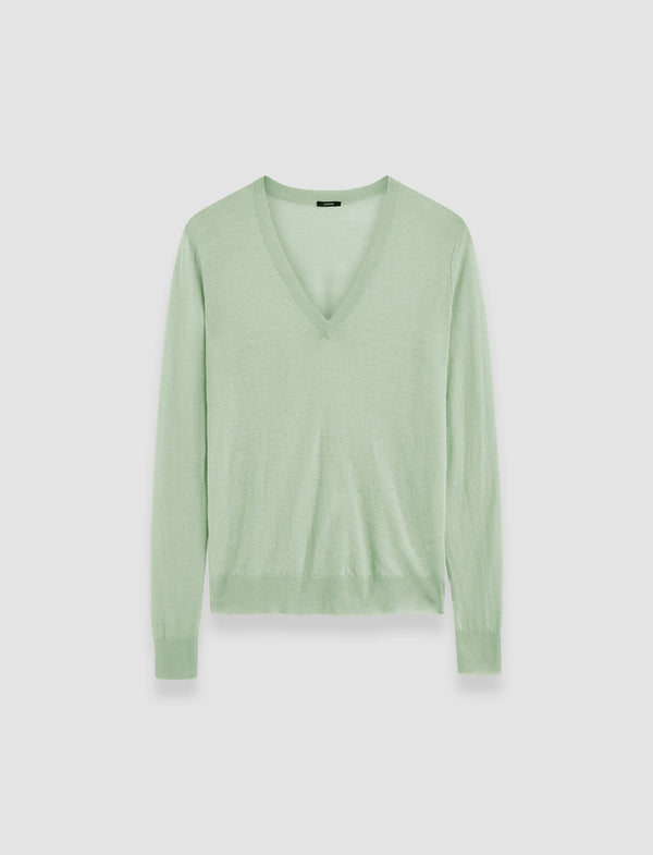 joseph Cashair V Neck Jumper Matcha
