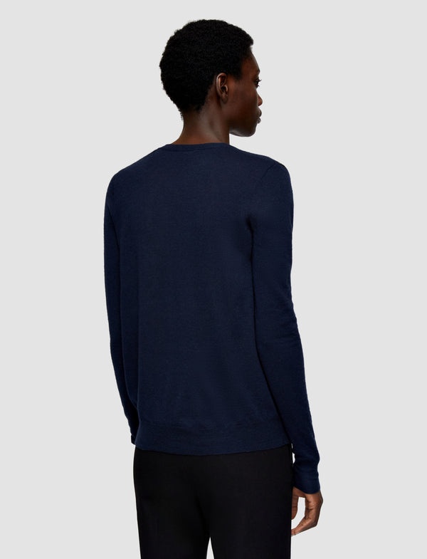 Joseph Cashair V Neck Jumper Navy