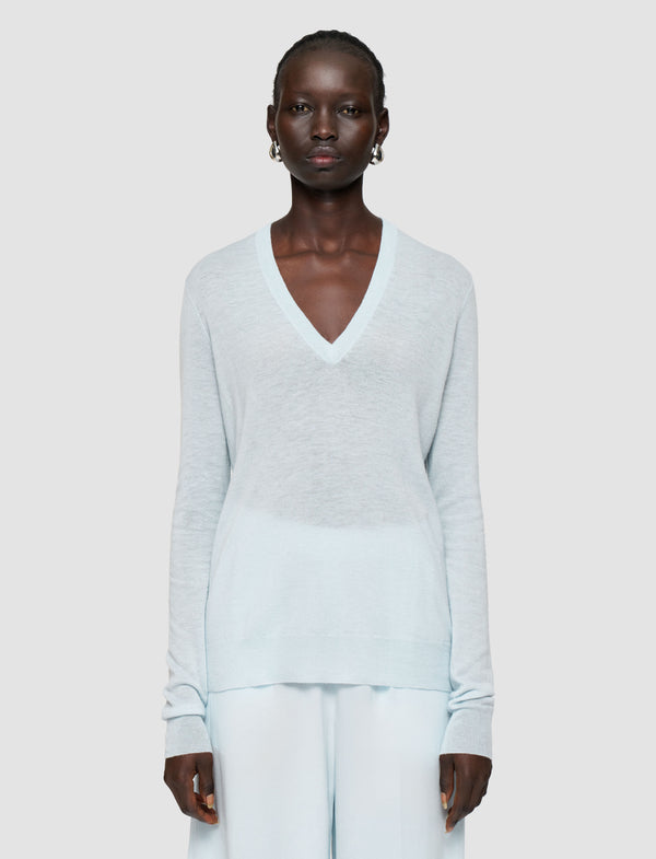 Joseph Cashair V Neck Jumper Oxford Blue