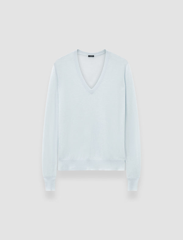 joseph Cashair V Neck Jumper Oxford Blue
