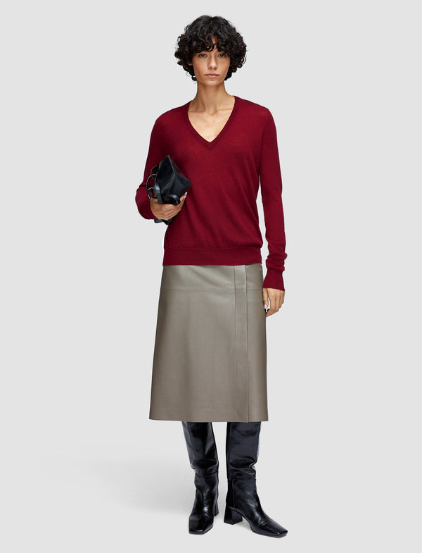 Joseph Cashair V Neck Jumper Ruby