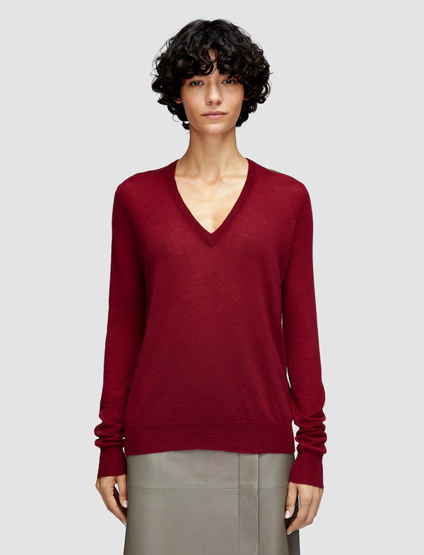 Joseph Cashair V Neck Jumper Ruby