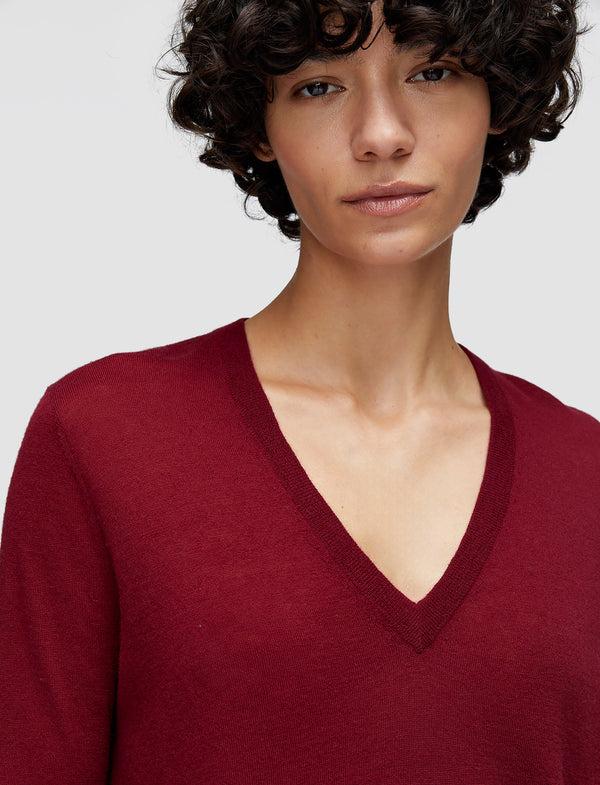 Joseph Cashair V Neck Jumper Ruby