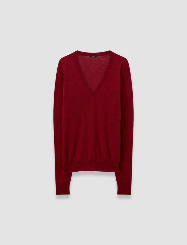 joseph Cashair V Neck Jumper Ruby