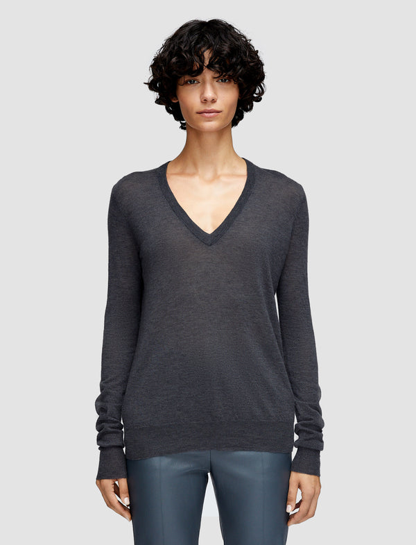 Joseph Cashair V Neck Jumper Smoke