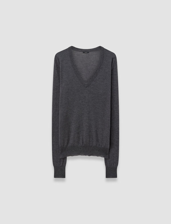 joseph Cashair V Neck Jumper Smoke