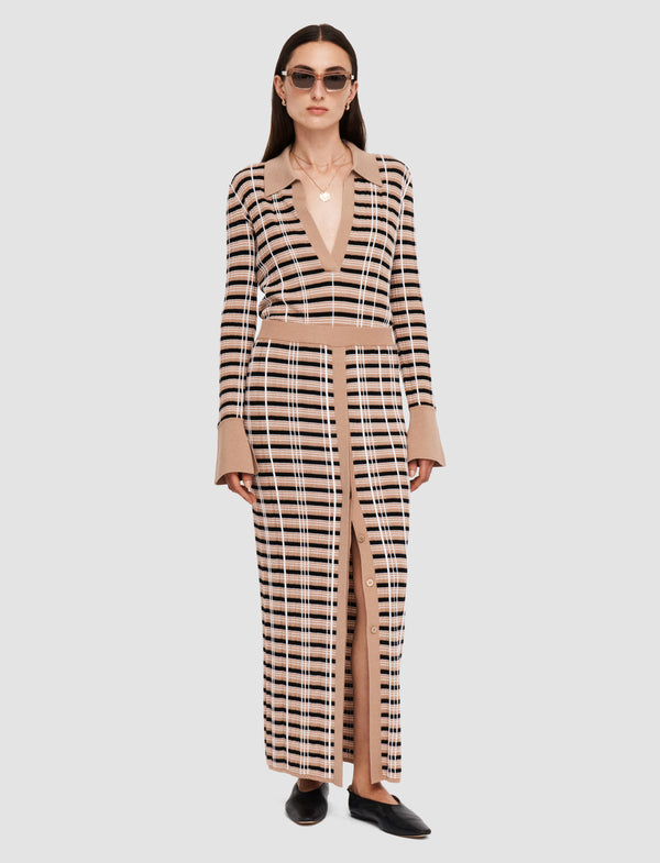 Joseph Check Wool Silk Skirt Blusher Combo