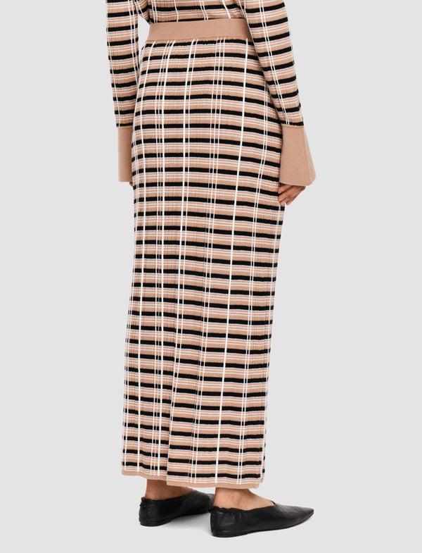 Joseph Check Wool Silk Skirt Blusher Combo