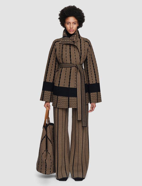 Joseph Chevron Jacquard Knitted Jacket Black/Oak