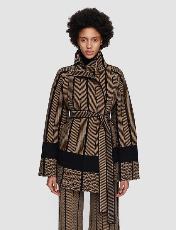 Joseph Chevron Jacquard Knitted Jacket Black/Oak