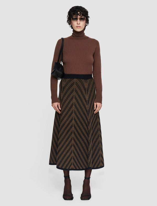 Joseph Chevron Ribbed Skirt Arabica/Black