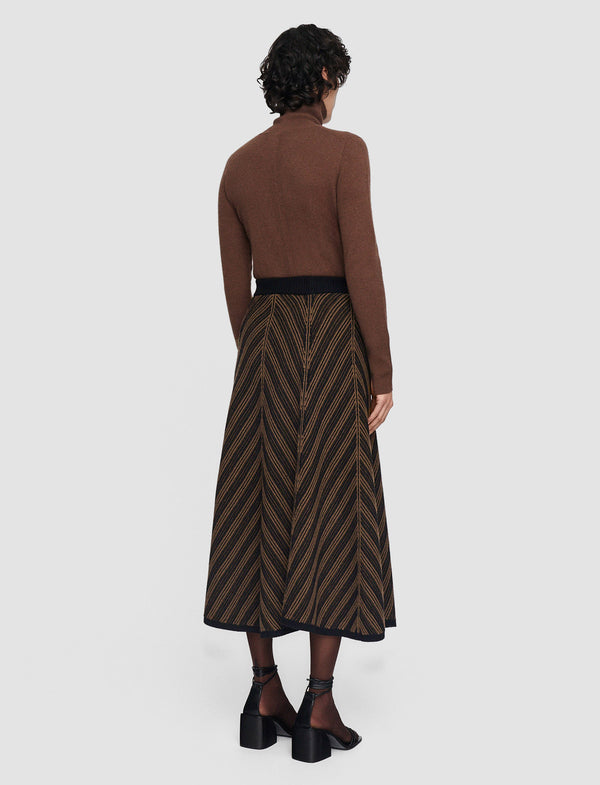 Joseph Chevron Ribbed Skirt Arabica/Black