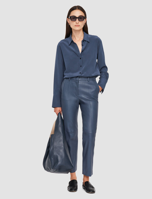 Joseph Coleman Leather Stretch Trousers Harbour