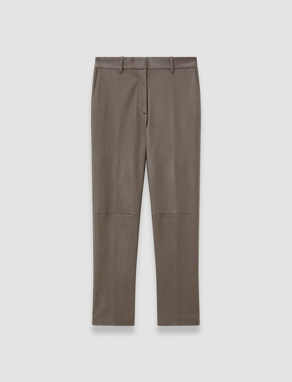 joseph Coleman Leather Stretch Trousers Mushroom
