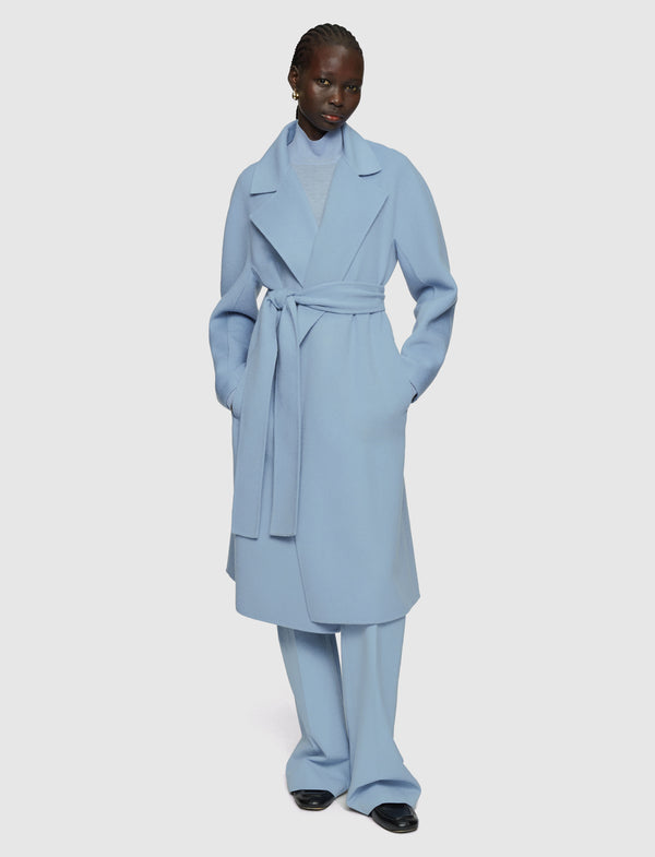 Joseph Costa Double Face Cashmere Coat Faded Sky