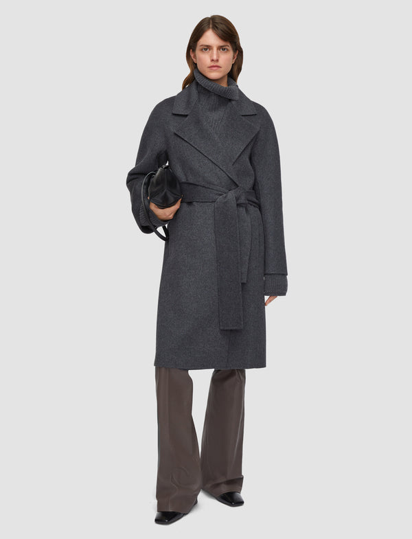 Joseph Costa Double Face Cashmere Coat Smoke