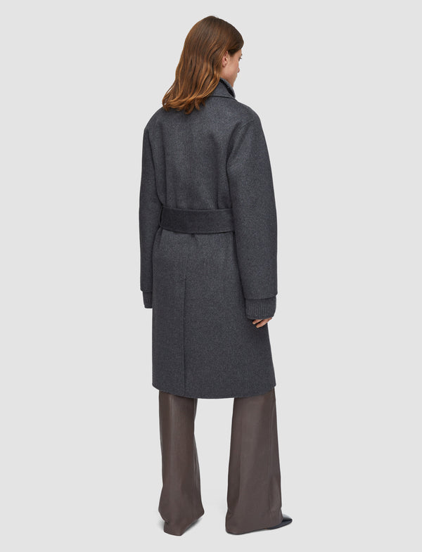 Joseph Costa Double Face Cashmere Coat Smoke