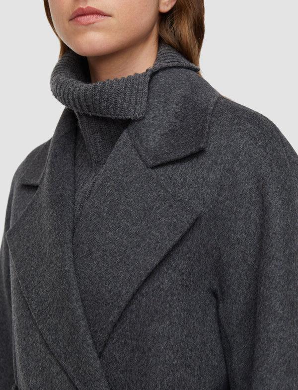 Joseph Costa Double Face Cashmere Coat Smoke