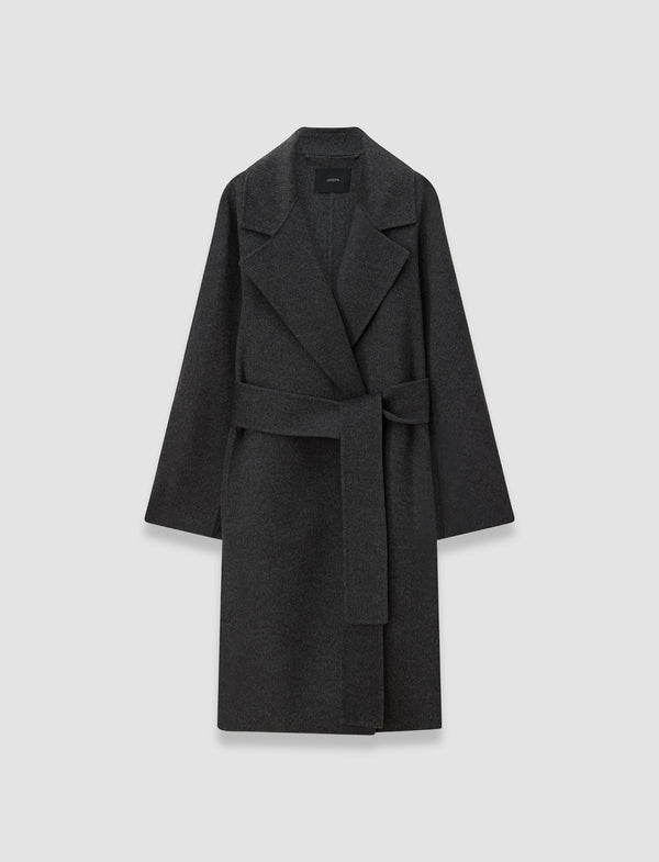 joseph Costa Double Face Cashmere Coat Smoke