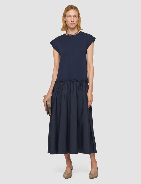 Joseph Cotton Poplin Jersey Dress Navy