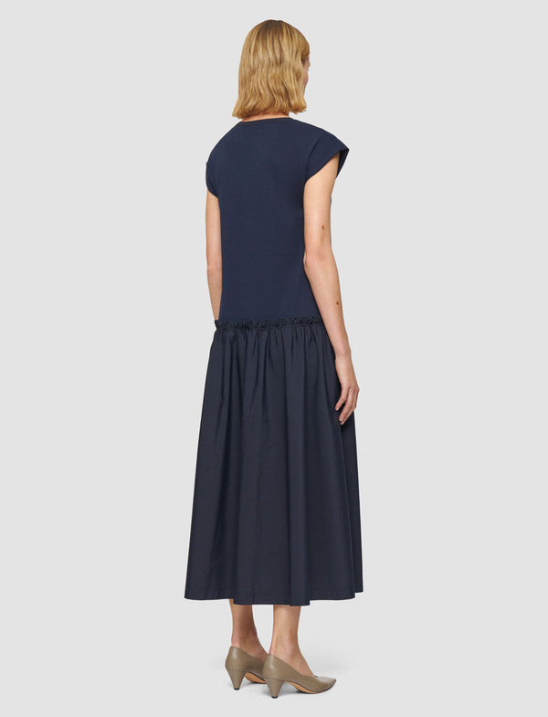 Joseph Cotton Poplin Jersey Dress Navy