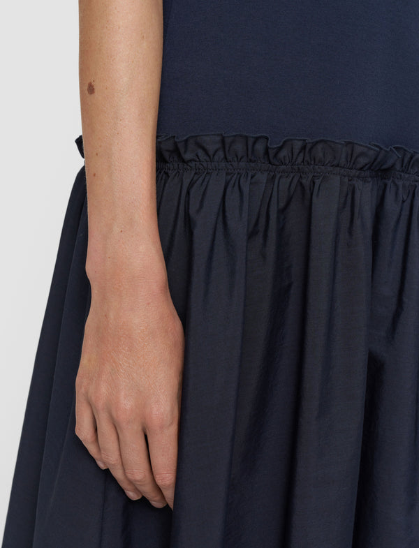 Joseph Cotton Poplin Jersey Dress Navy