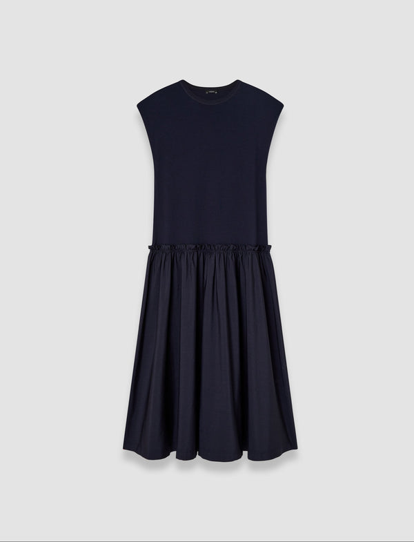 joseph Cotton Poplin Jersey Dress Navy