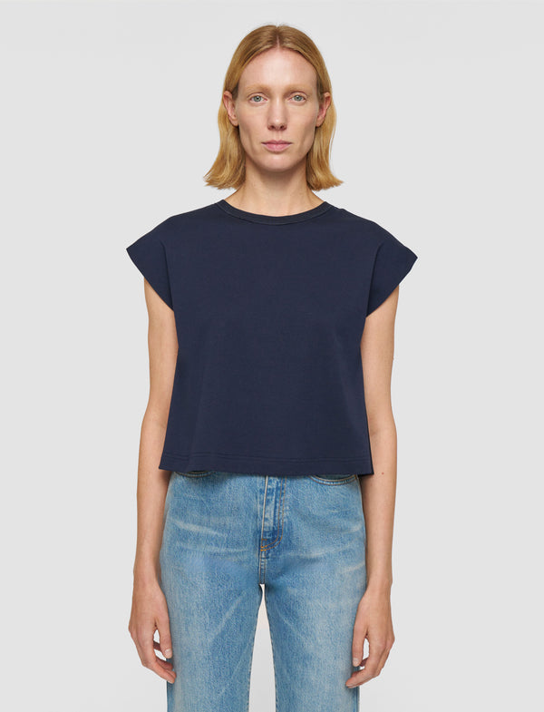 Joseph Cotton Poplin Jersey T-Shirt Navy