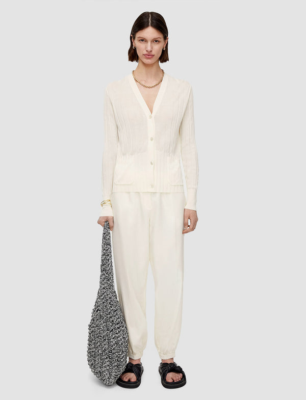 Joseph Crisp Rayon Knitted Cardigan Ivory