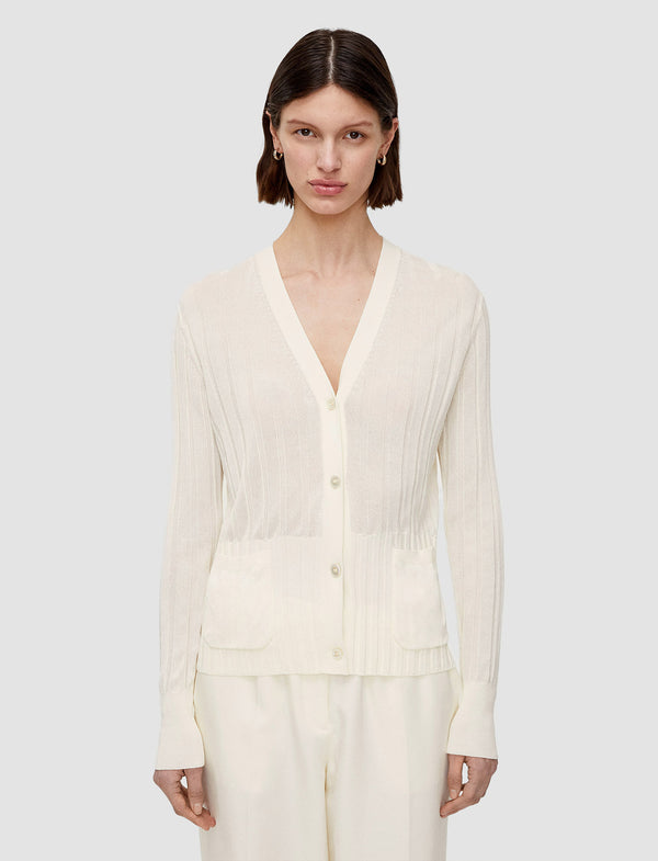 Joseph Crisp Rayon Knitted Cardigan Ivory