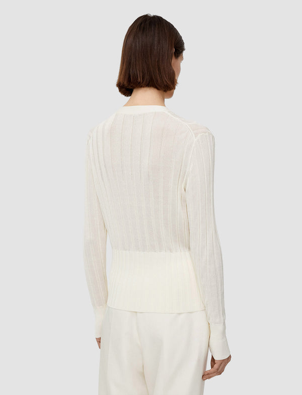 Joseph Crisp Rayon Knitted Cardigan Ivory