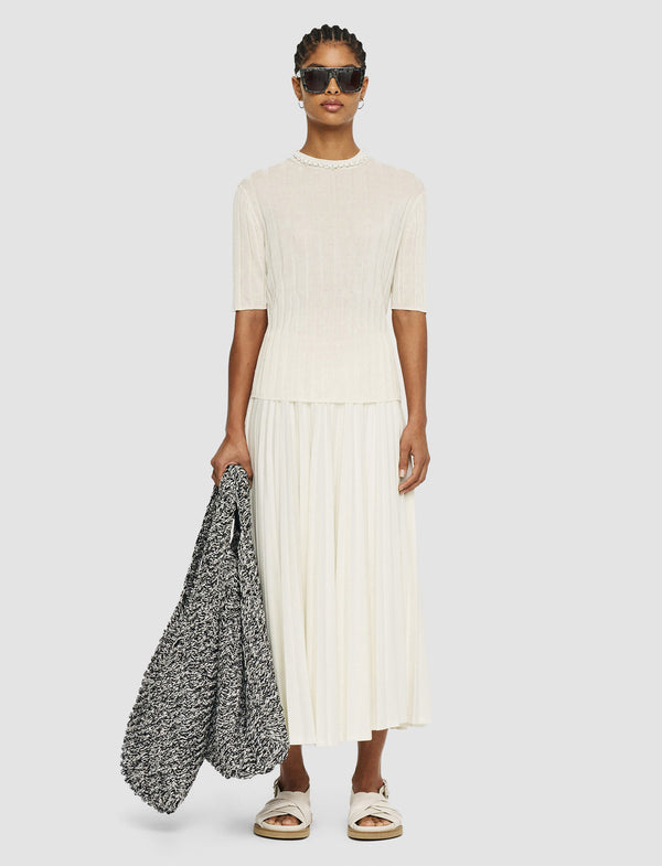 Joseph Crisp Rayon Knitted T-Shirt Ivory