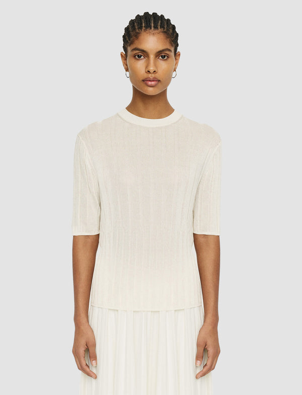 Joseph Crisp Rayon Knitted T-Shirt Ivory