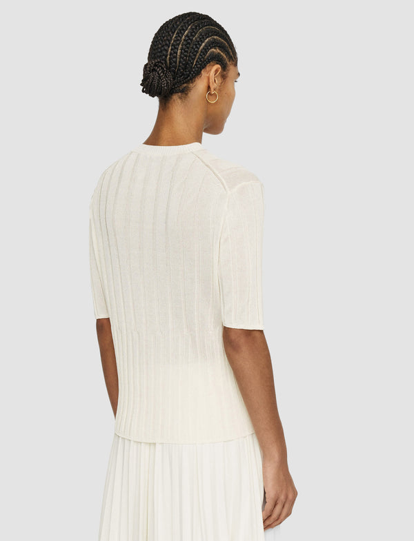 Joseph Crisp Rayon Knitted T-Shirt Ivory