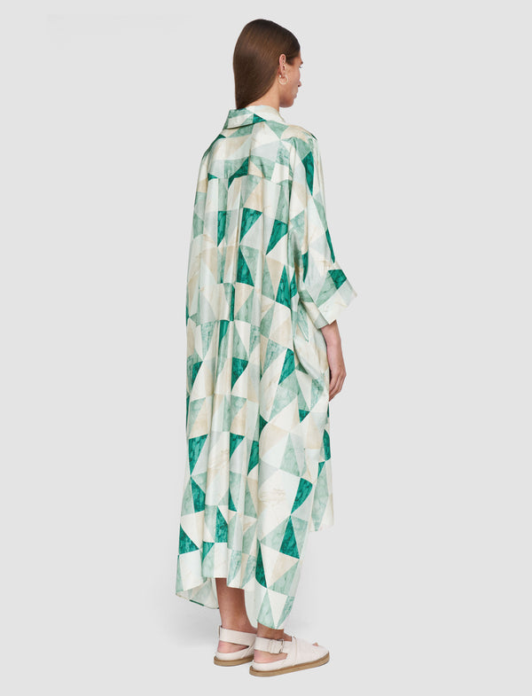 Joseph Dania Marble Print Silk Dress Lagoon Combo