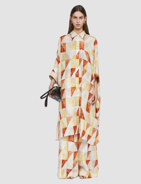 Joseph Dania Marble Print Silk Dress Sundown Combo