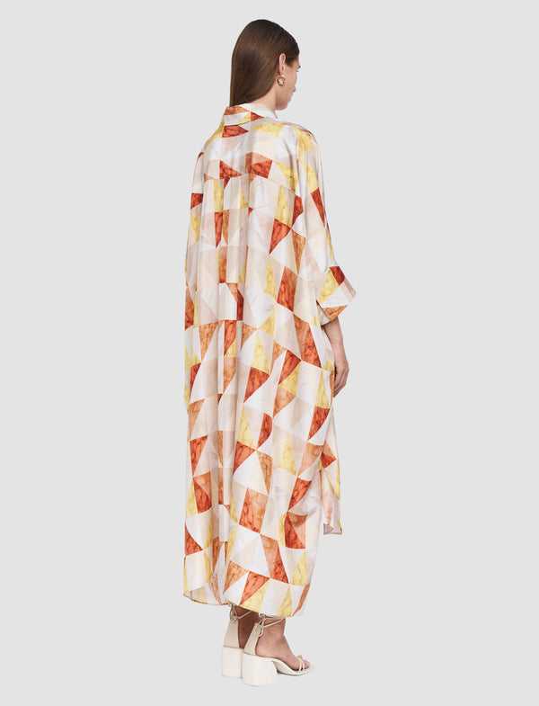 Joseph Dania Marble Print Silk Dress Sundown Combo