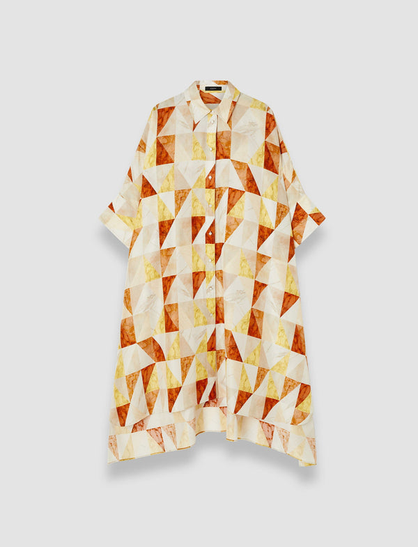 joseph Dania Marble Print Silk Dress Sundown Combo