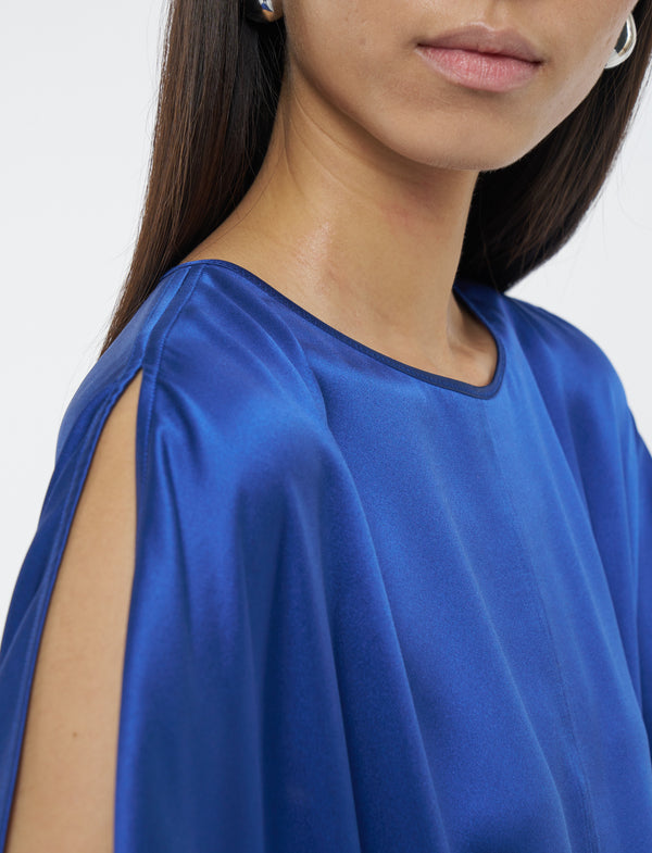 Joseph Daviel Silk Satin Dress Cobalt