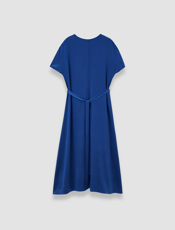 joseph Daviel Silk Satin Dress Cobalt