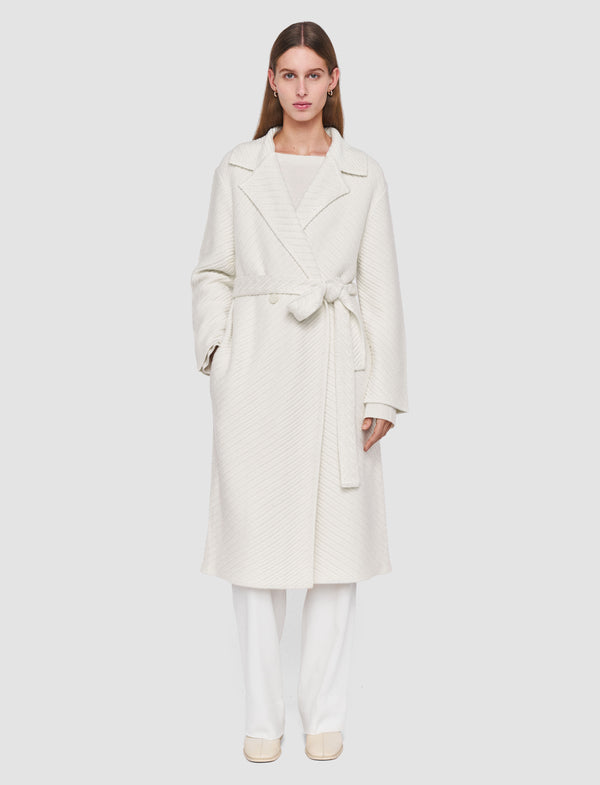 Joseph Diagonal Knit Coat Ivory
