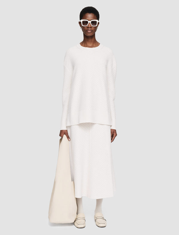 Joseph Diagonal Knit Round Neck Jumper Ivory