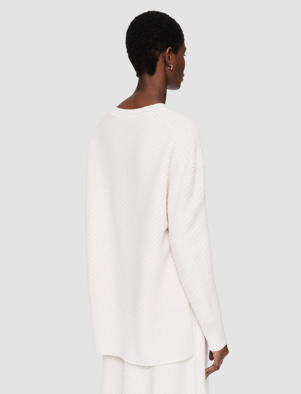 Joseph Diagonal Knit Round Neck Jumper Ivory