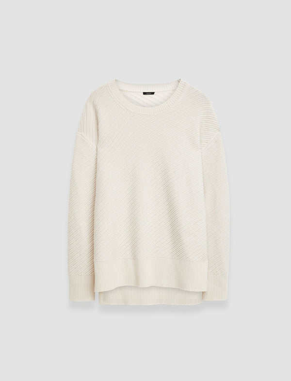 joseph Diagonal Knit Round Neck Jumper Ivory